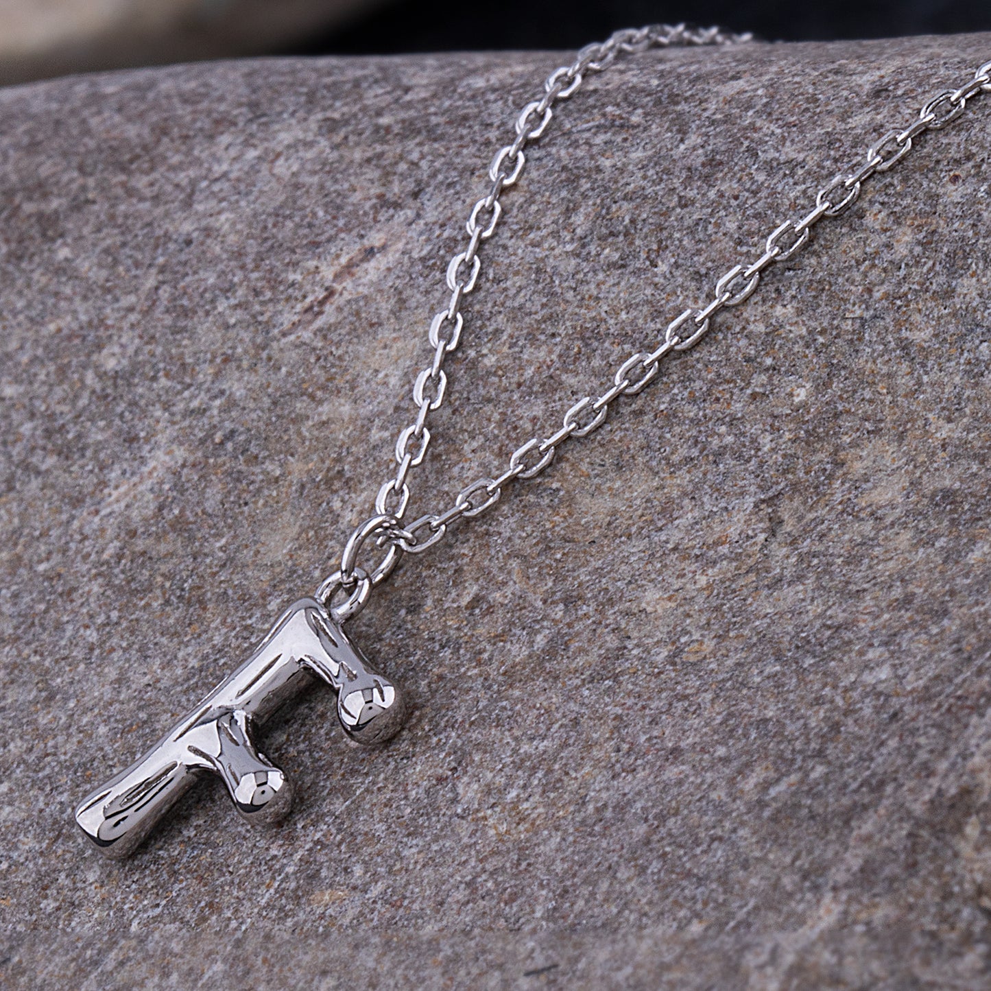 Sterling Silver 'F' Initial Pendant with Necklace