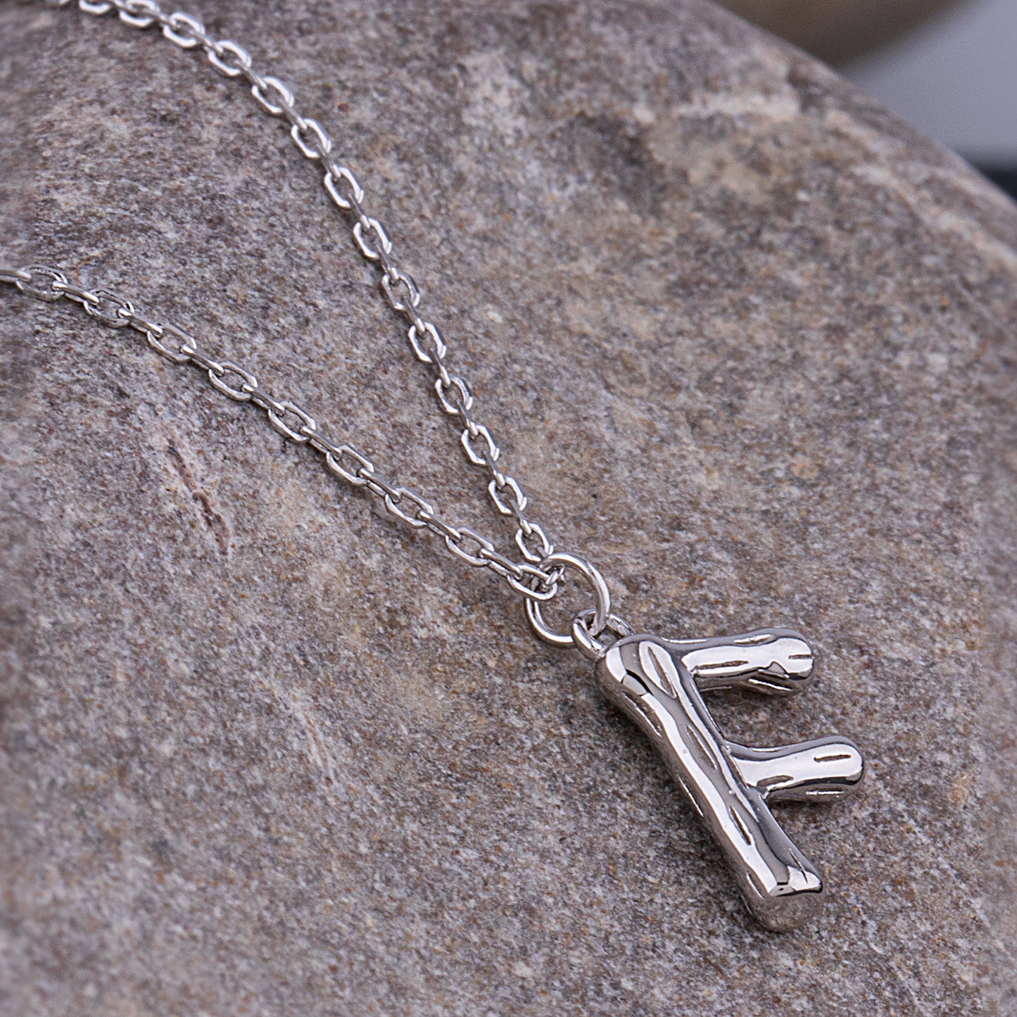 Sterling Silver 'F' Initial Pendant with Necklace