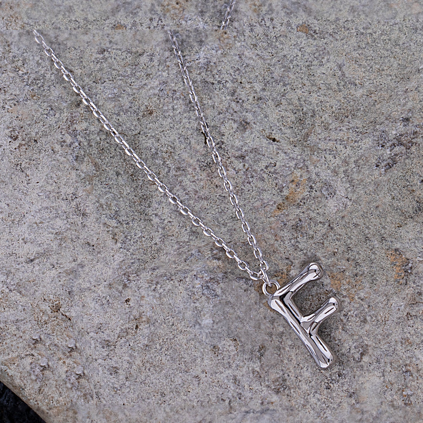 Sterling Silver 'F' Initial Pendant with Necklace
