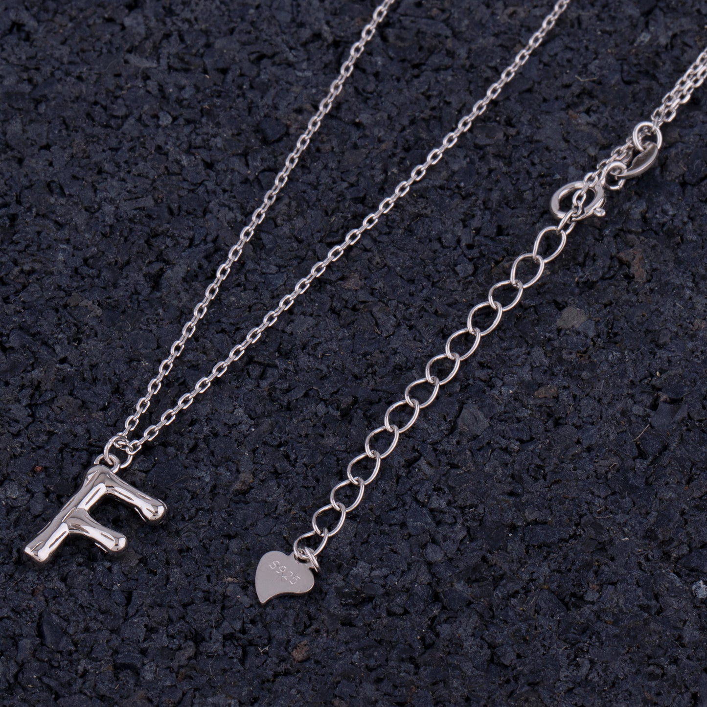 Sterling Silver 'F' Initial Pendant with Necklace