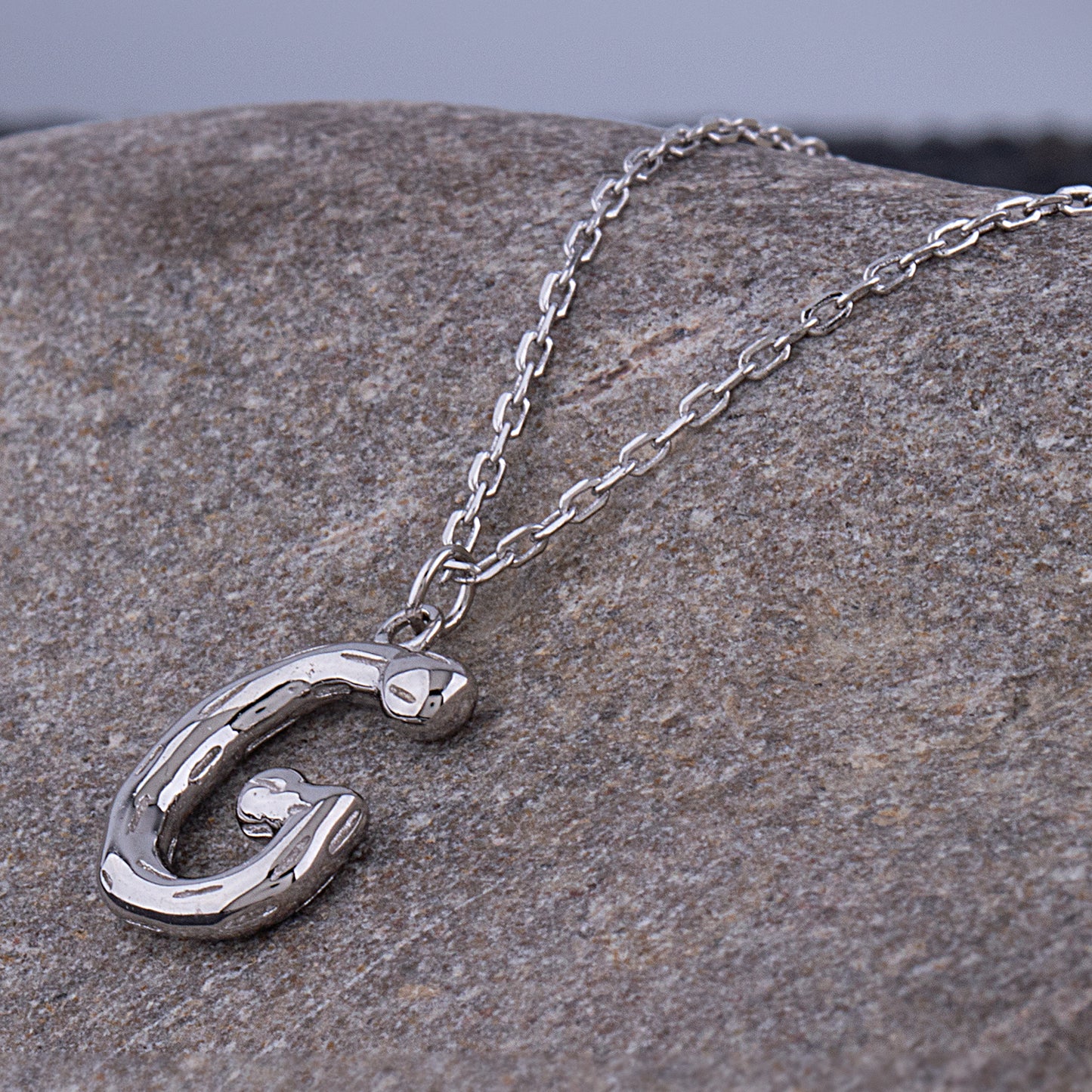 Sterling Silver 'G' Initial Pendant with Necklace