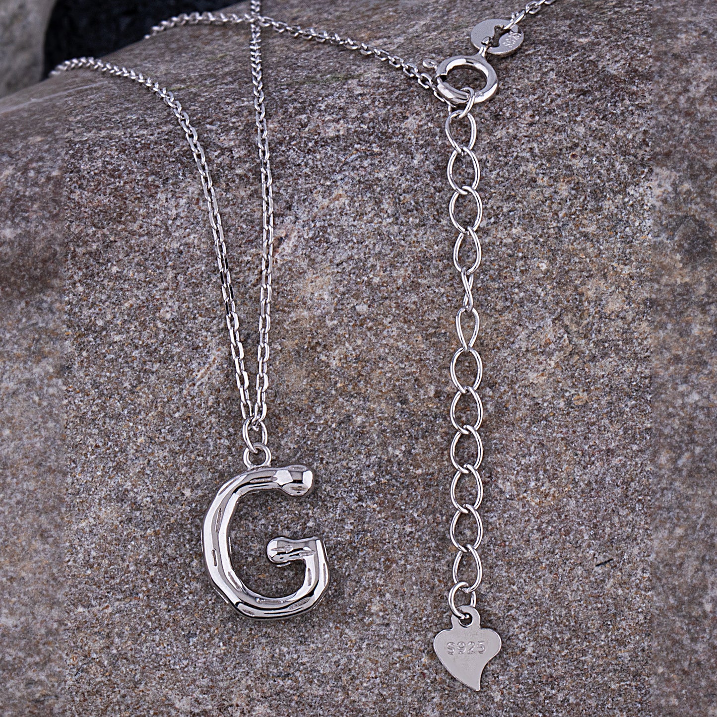Sterling Silver 'G' Initial Pendant with Necklace