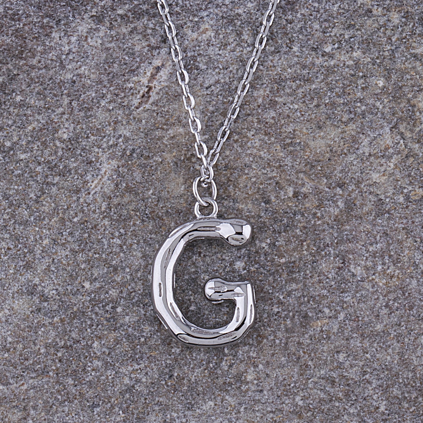 Sterling Silver 'G' Initial Pendant with Necklace