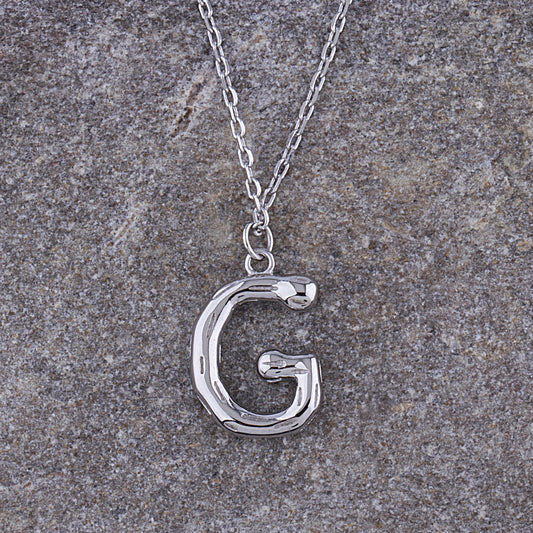 Sterling Silver 'G' Initial Pendant with Necklace