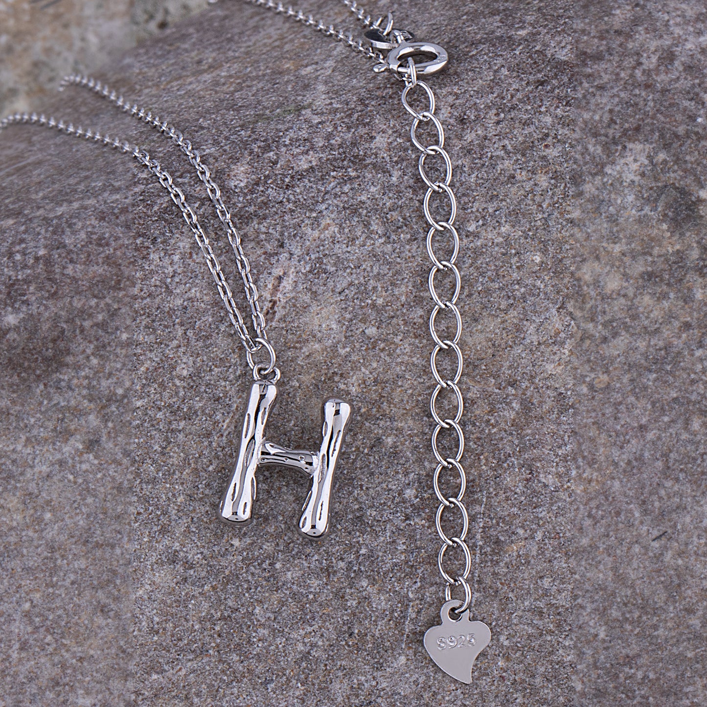 Sterling Silver 'H' Initial Pendant with Necklace
