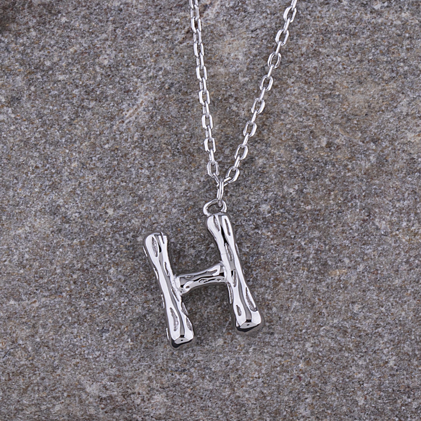 Sterling Silver 'H' Initial Pendant with Necklace