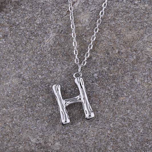 Sterling Silver 'H' Initial Pendant with Necklace