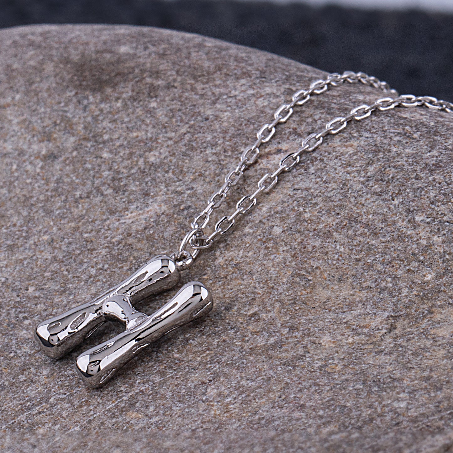 Sterling Silver 'H' Initial Pendant with Necklace