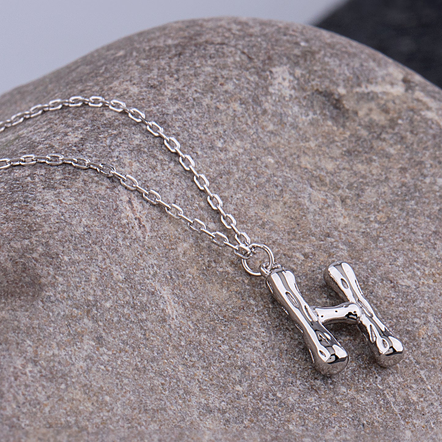 Sterling Silver 'H' Initial Pendant with Necklace