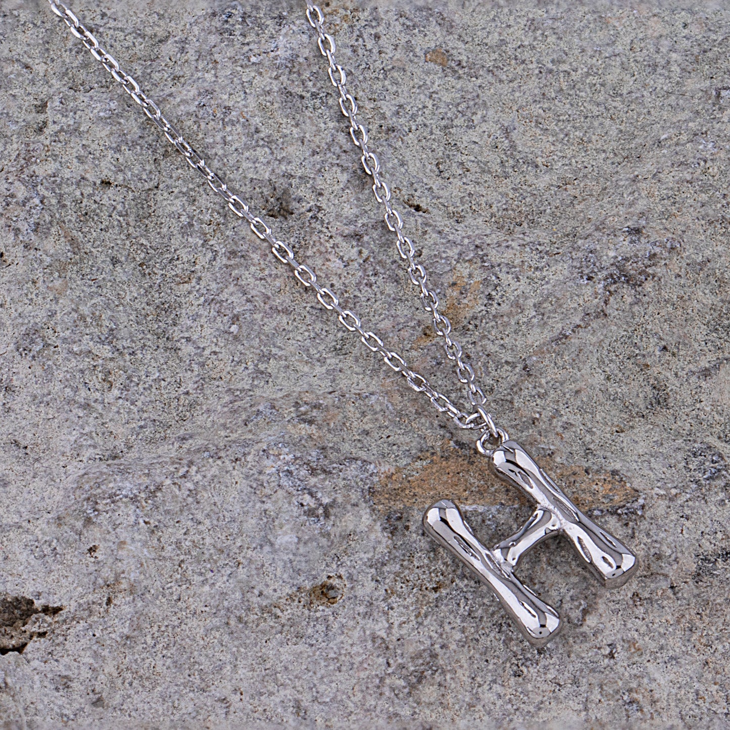 Sterling Silver 'H' Initial Pendant with Necklace