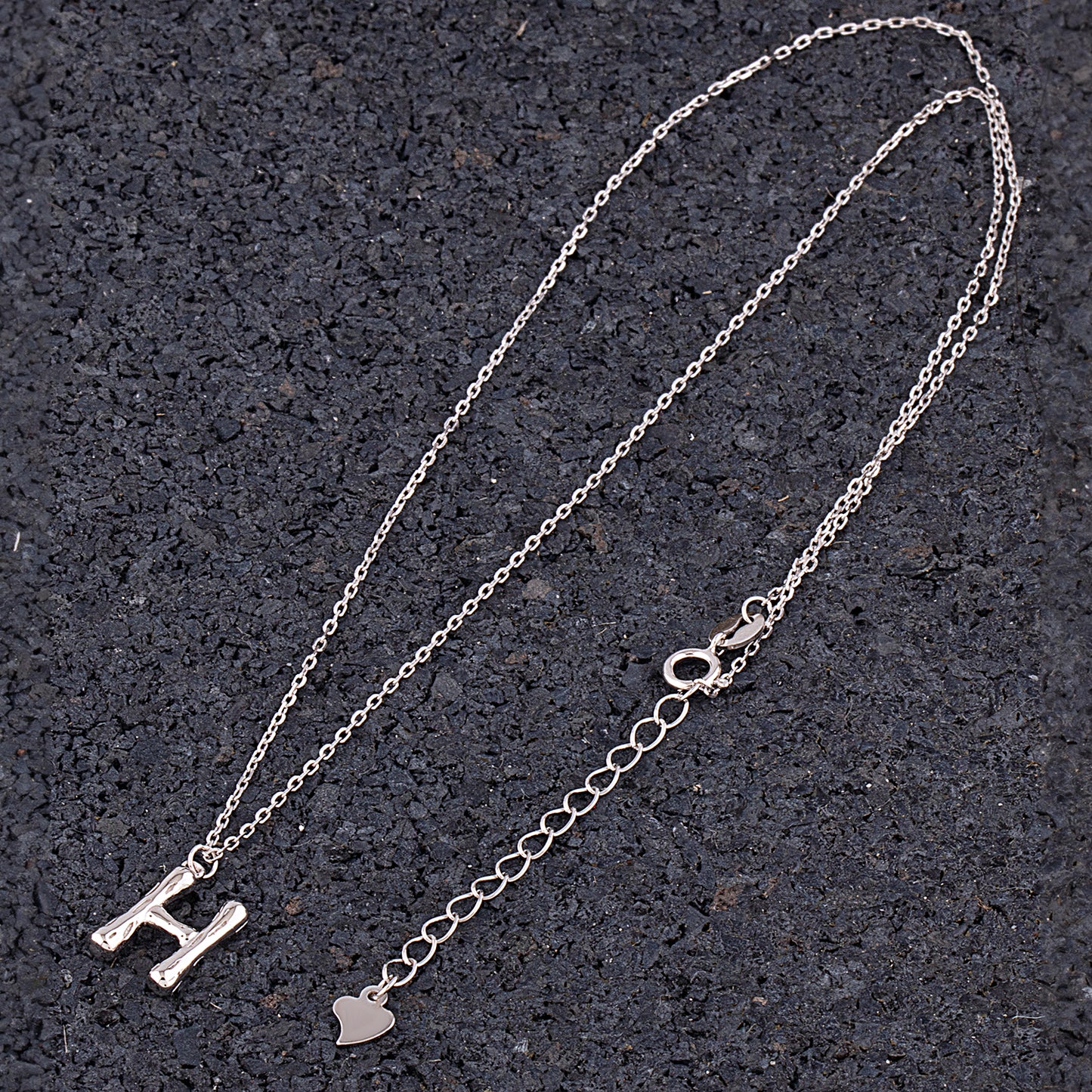 Sterling Silver 'H' Initial Pendant with Necklace