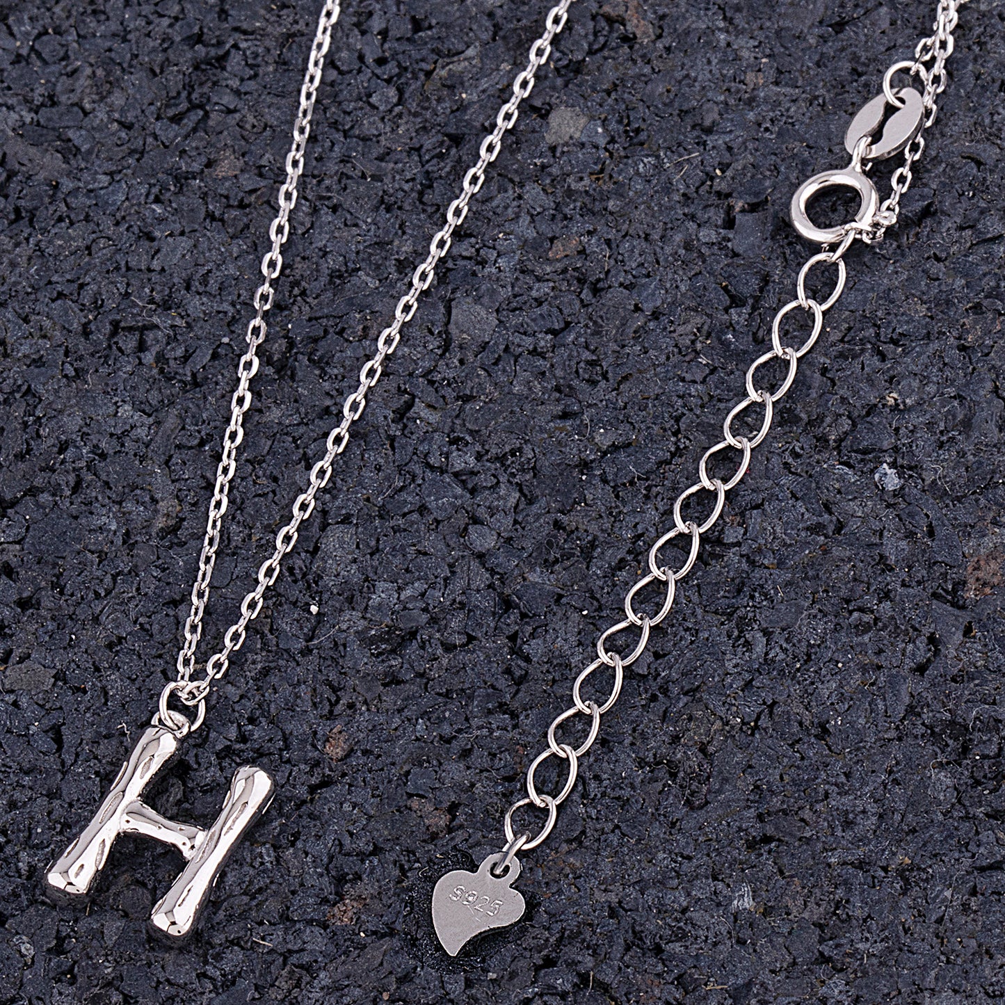 Sterling Silver 'H' Initial Pendant with Necklace