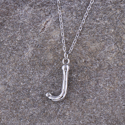 Sterling Silver 'J' Initial Pendant with Necklace