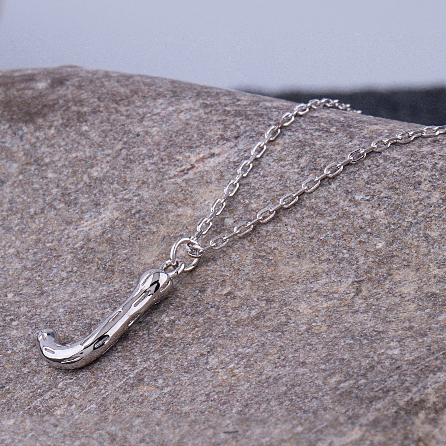 Sterling Silver 'J' Initial Pendant with Necklace