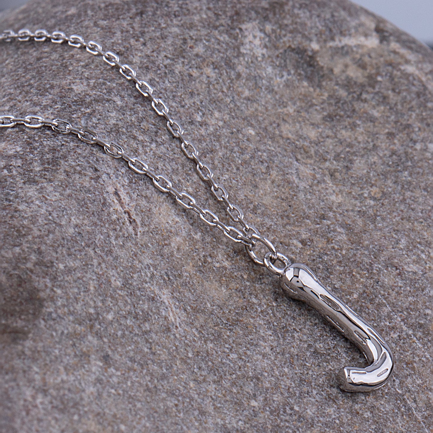 Sterling Silver 'J' Initial Pendant with Necklace