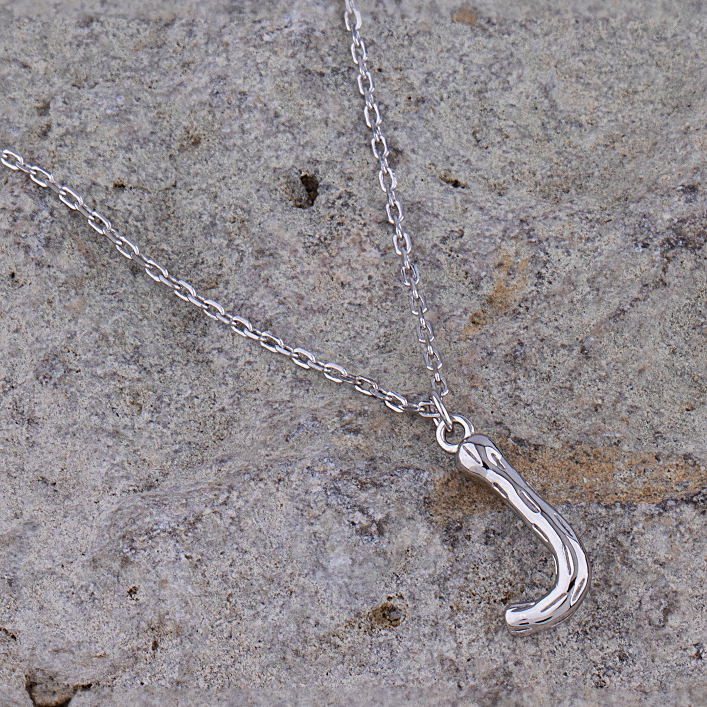 Sterling Silver 'J' Initial Pendant with Necklace