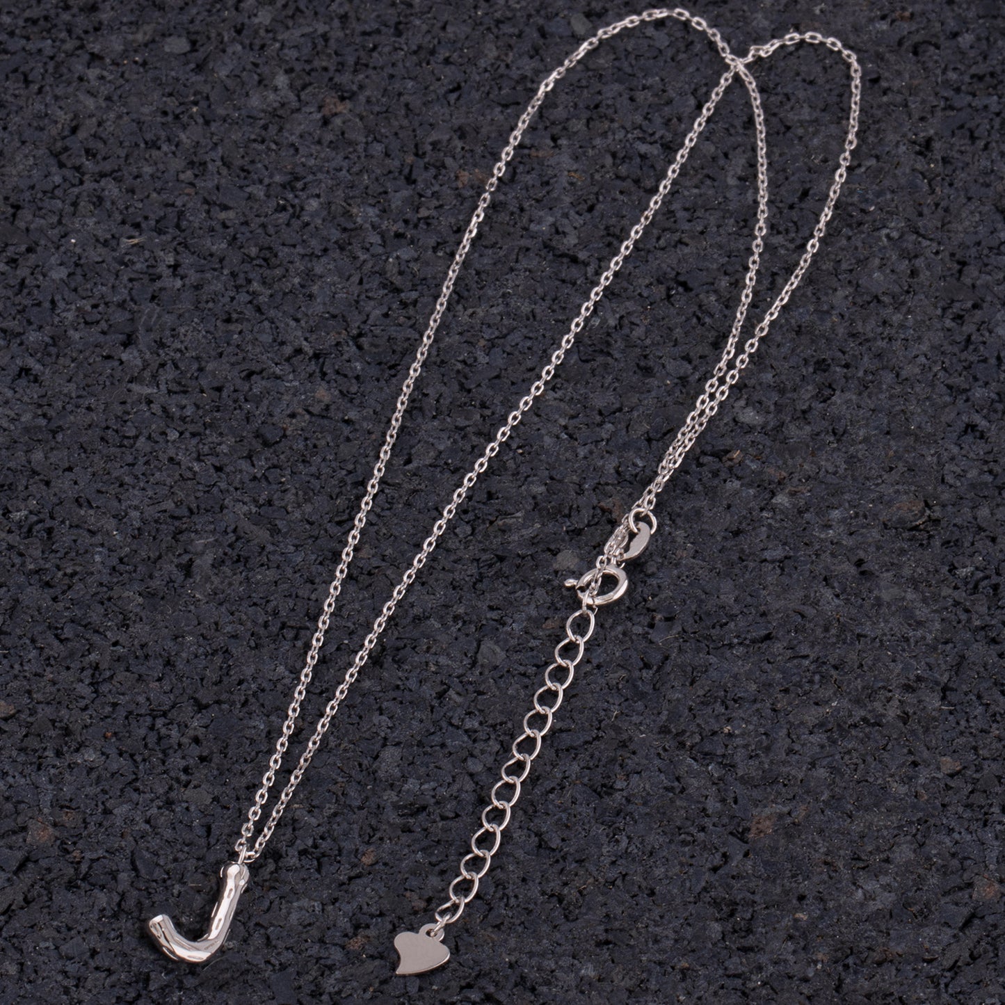 Sterling Silver 'J' Initial Pendant with Necklace