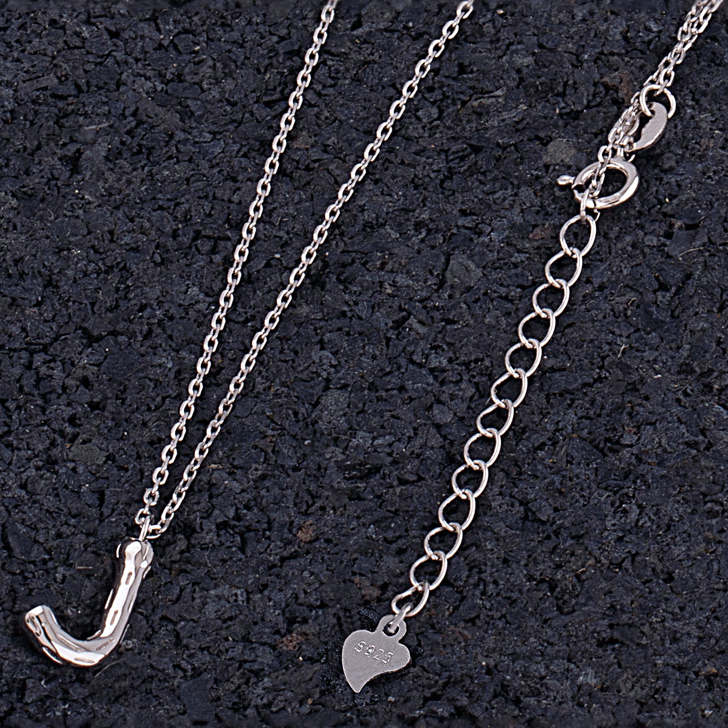 Sterling Silver 'J' Initial Pendant with Necklace