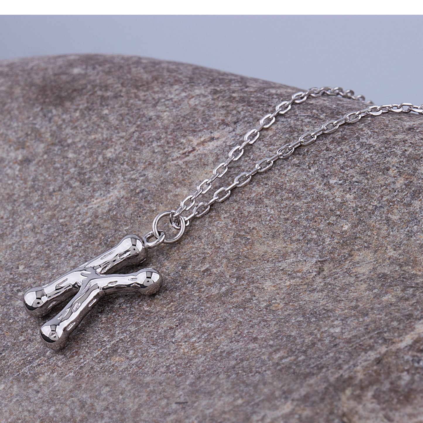 Sterling Silver 'K' Initial Pendant with Necklace