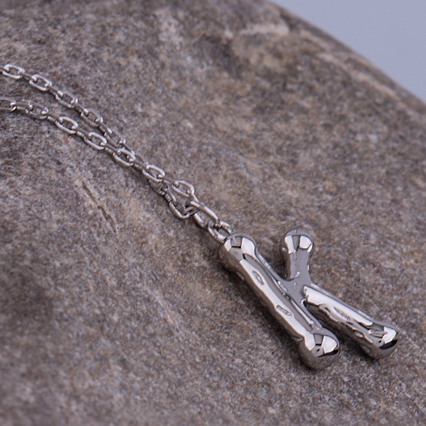 Sterling Silver 'K' Initial Pendant with Necklace