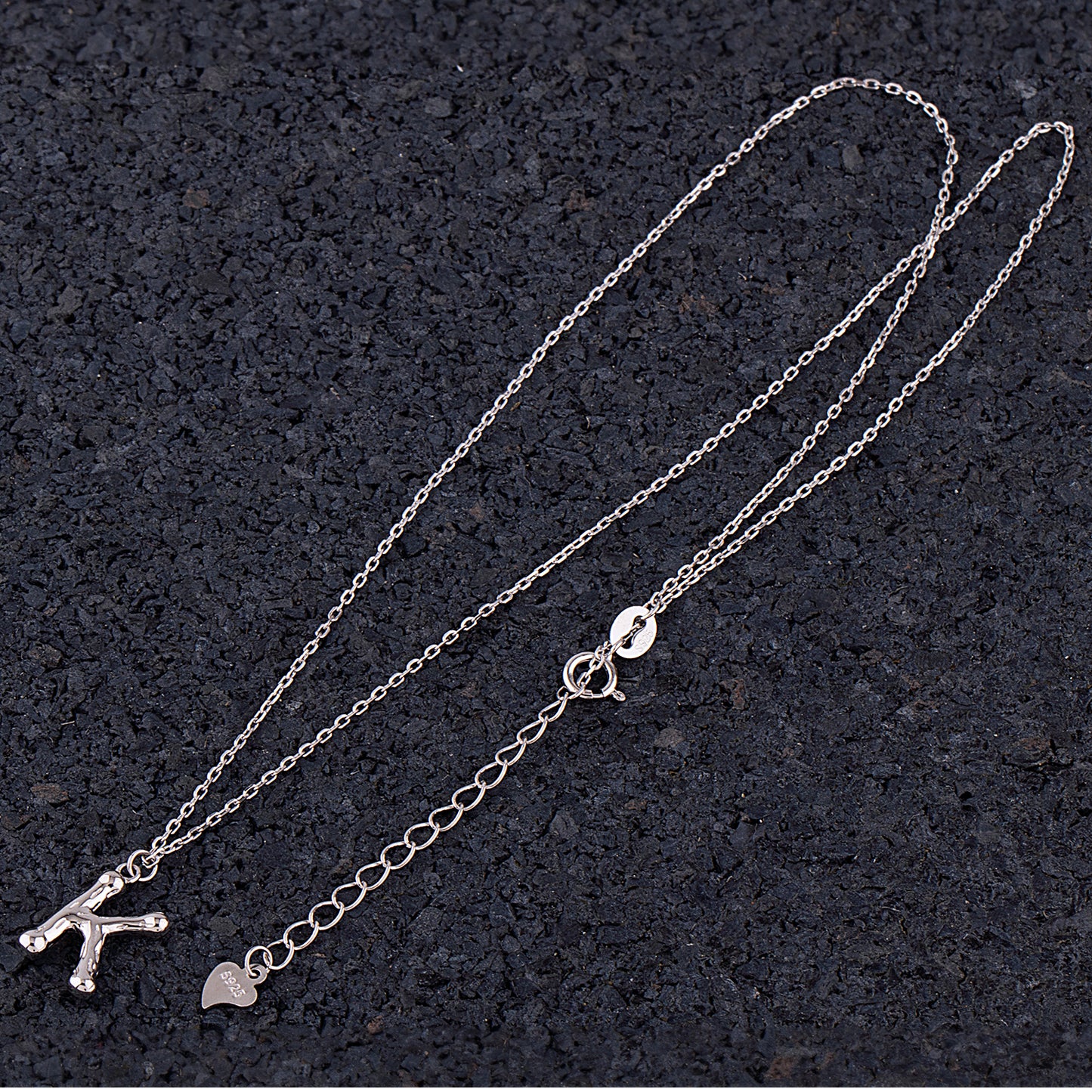 Sterling Silver 'K' Initial Pendant with Necklace