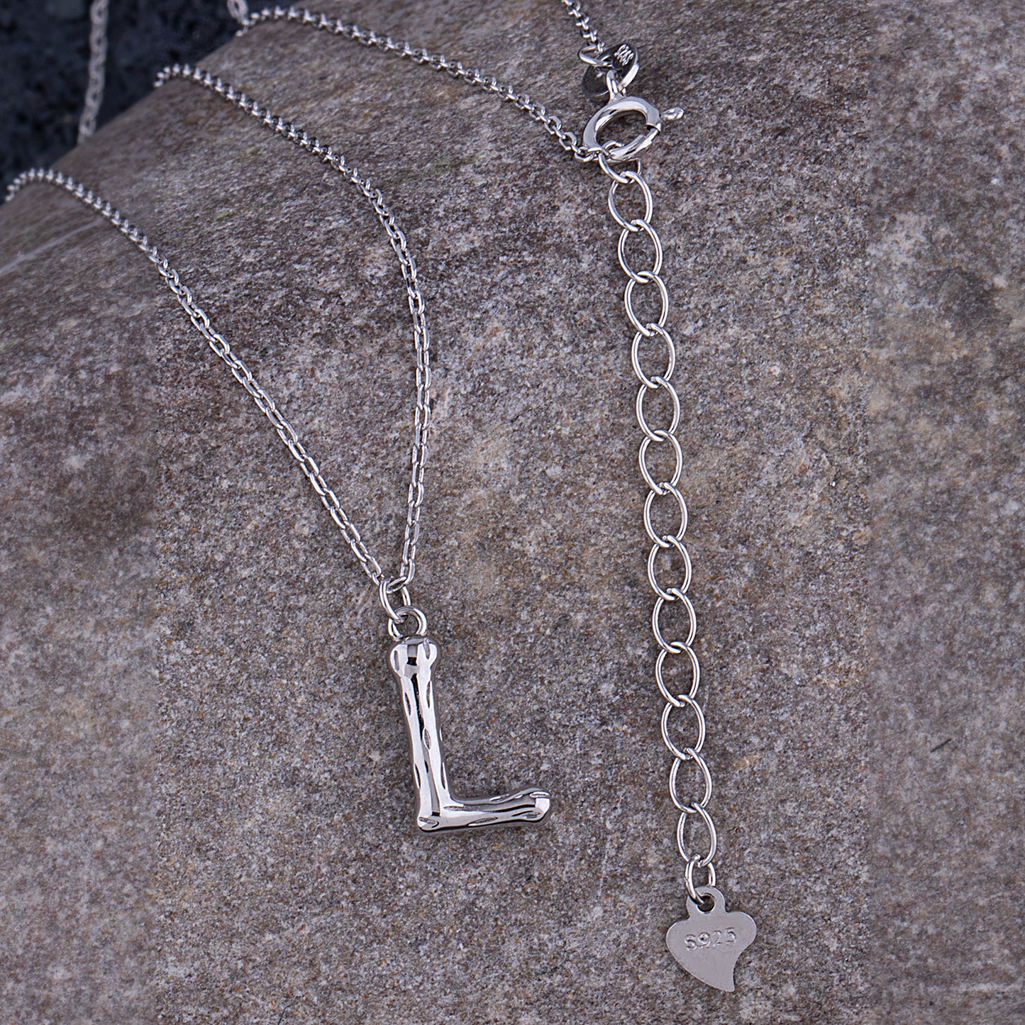 Sterling Silver 'L' Initial Pendant with Necklace