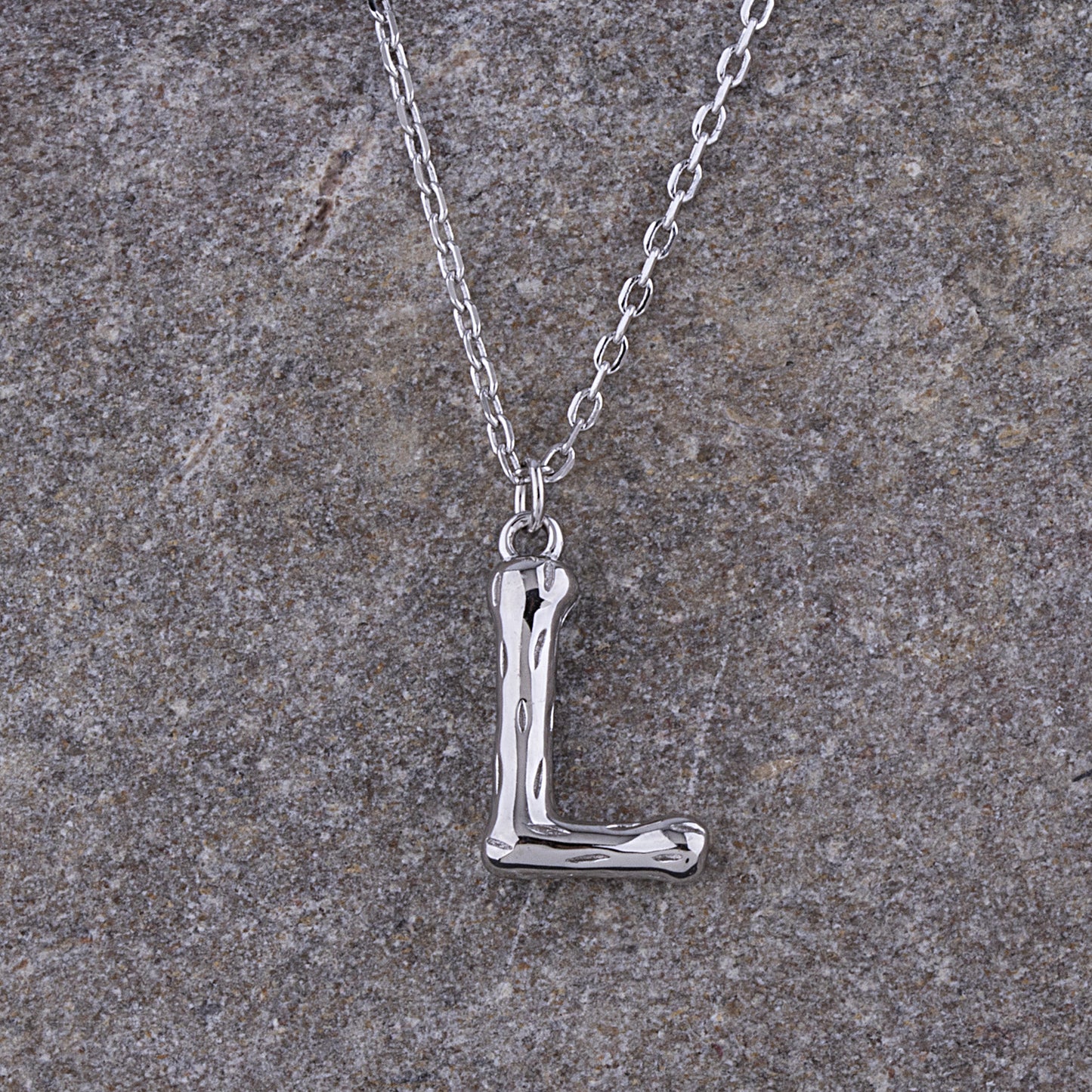 Sterling Silver 'L' Initial Pendant with Necklace