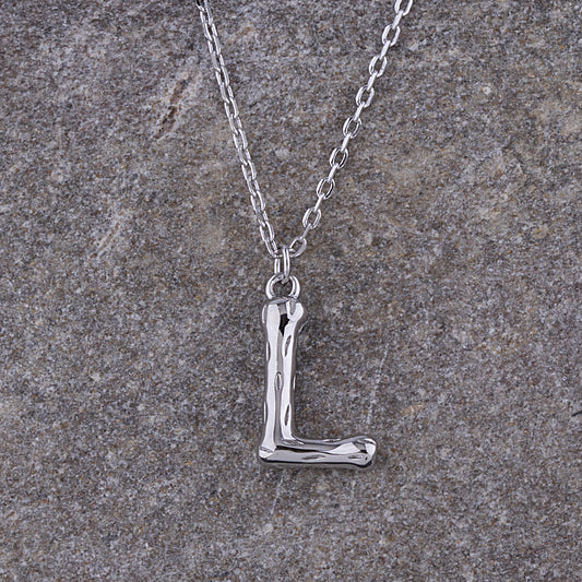 Sterling Silver 'L' Initial Pendant with Necklace