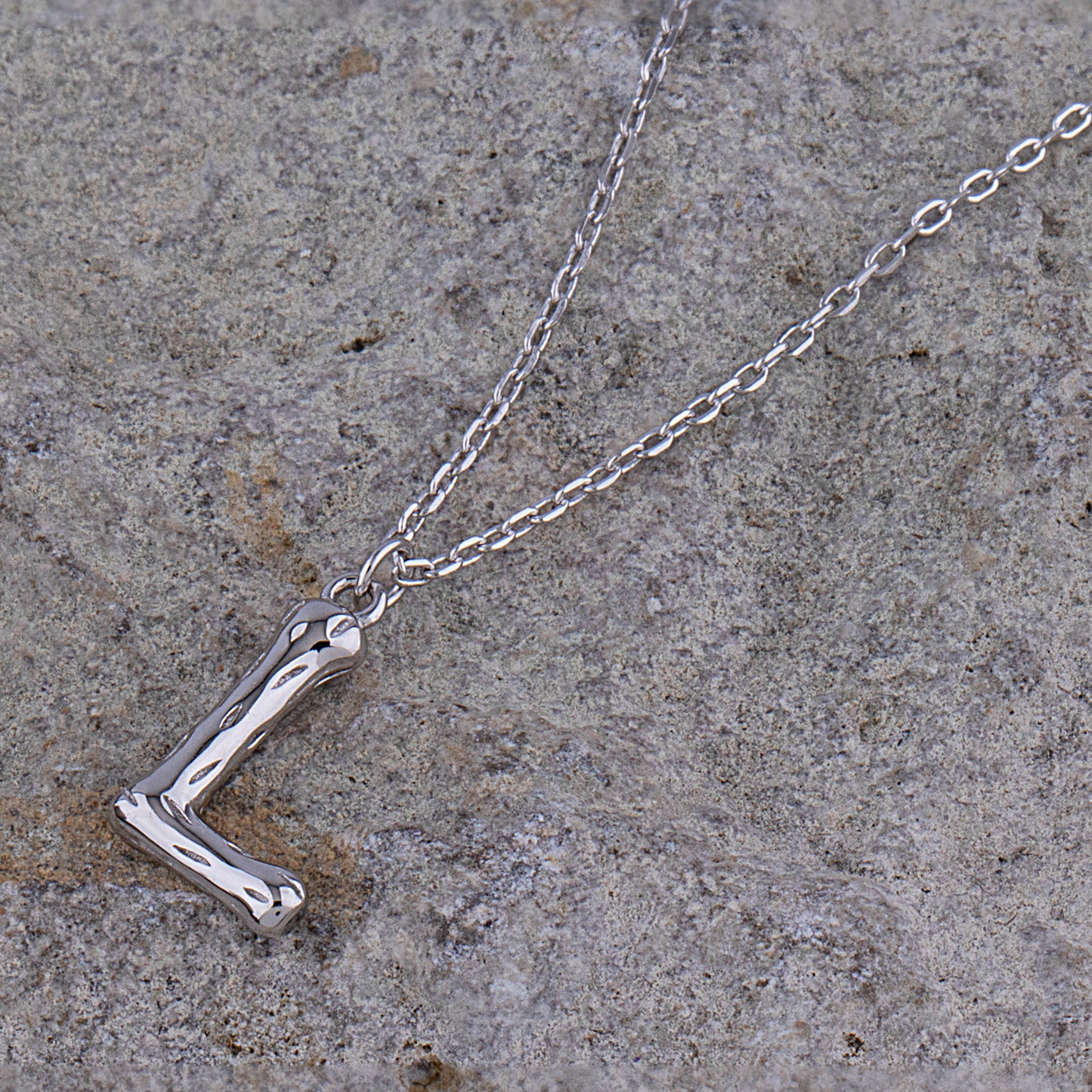 Sterling Silver 'L' Initial Pendant with Necklace