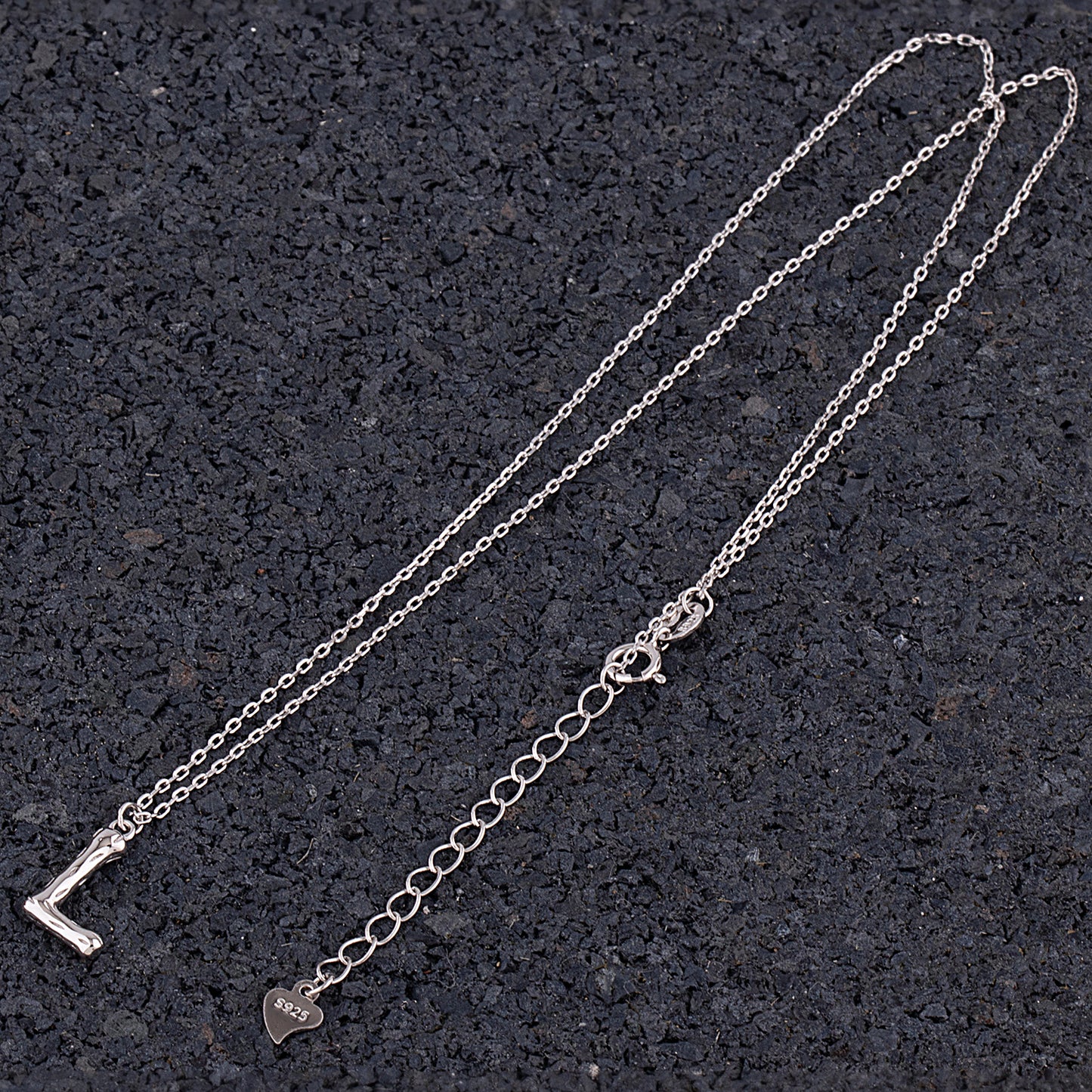 Sterling Silver 'L' Initial Pendant with Necklace