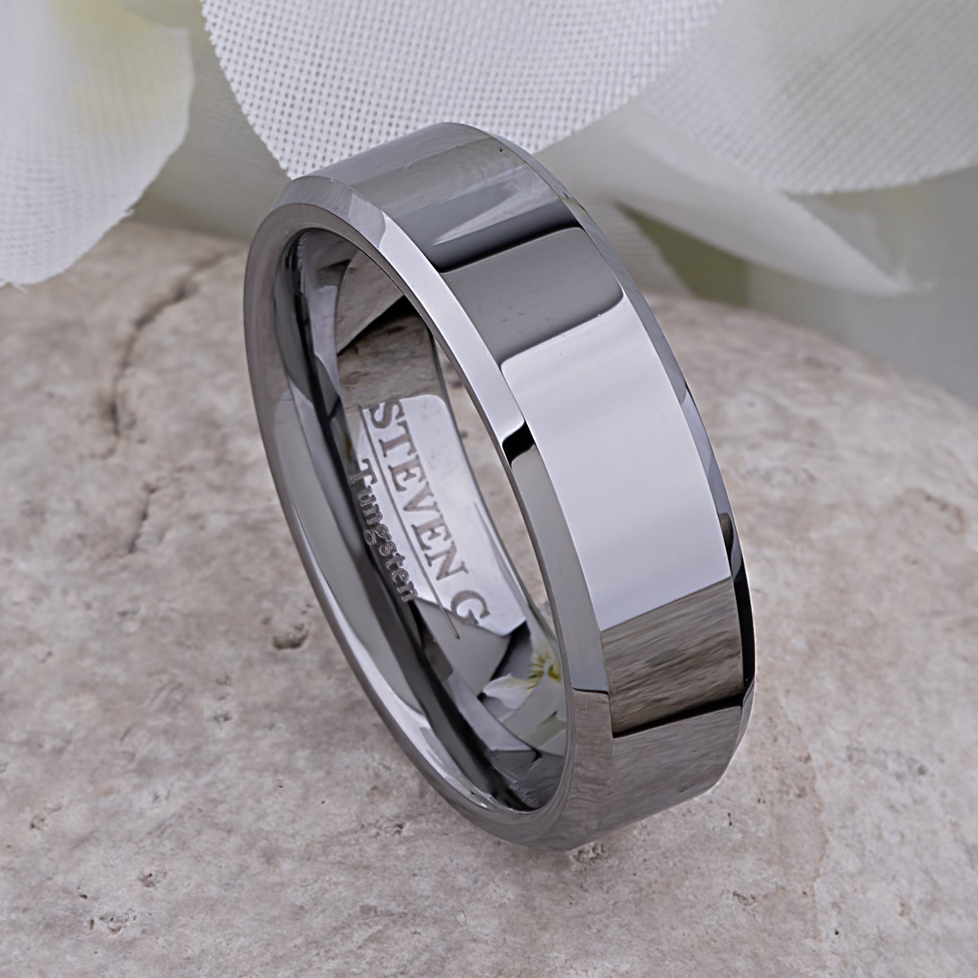 Tungsten Men's Wedding Band 7mm - traditional engagement or promise ring for boyfriend Steven G Designs Ltd