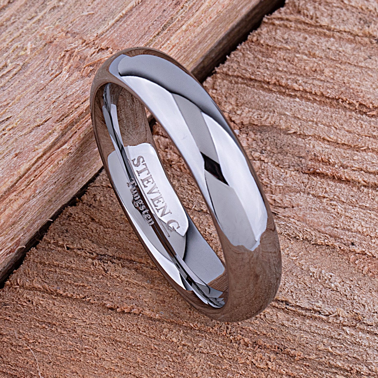 Tungsten Promise Ring High Polish 5mm - TCR043 unique engagement or promise band for boyfriend Steven G Designs Ltd