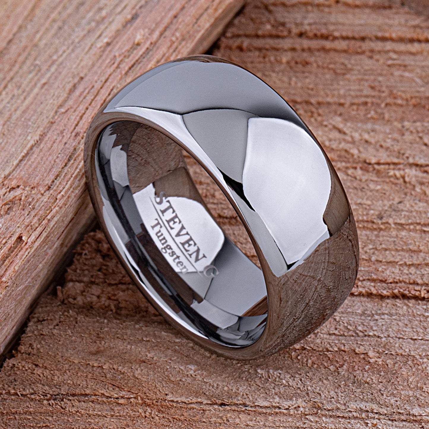  Tungsten Wedding Ring High Polish 10mm - TCR048 traditional men's engagement ring or promise band for boyfriend Steven G Designs Ltd