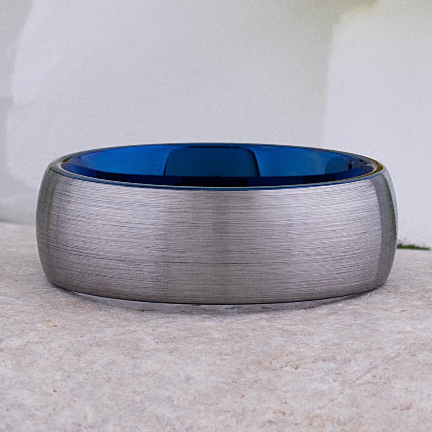  Tungsten Ring with Blue Plating 8mm - unique blue men’s wedding or engagement band or anniversary ring
