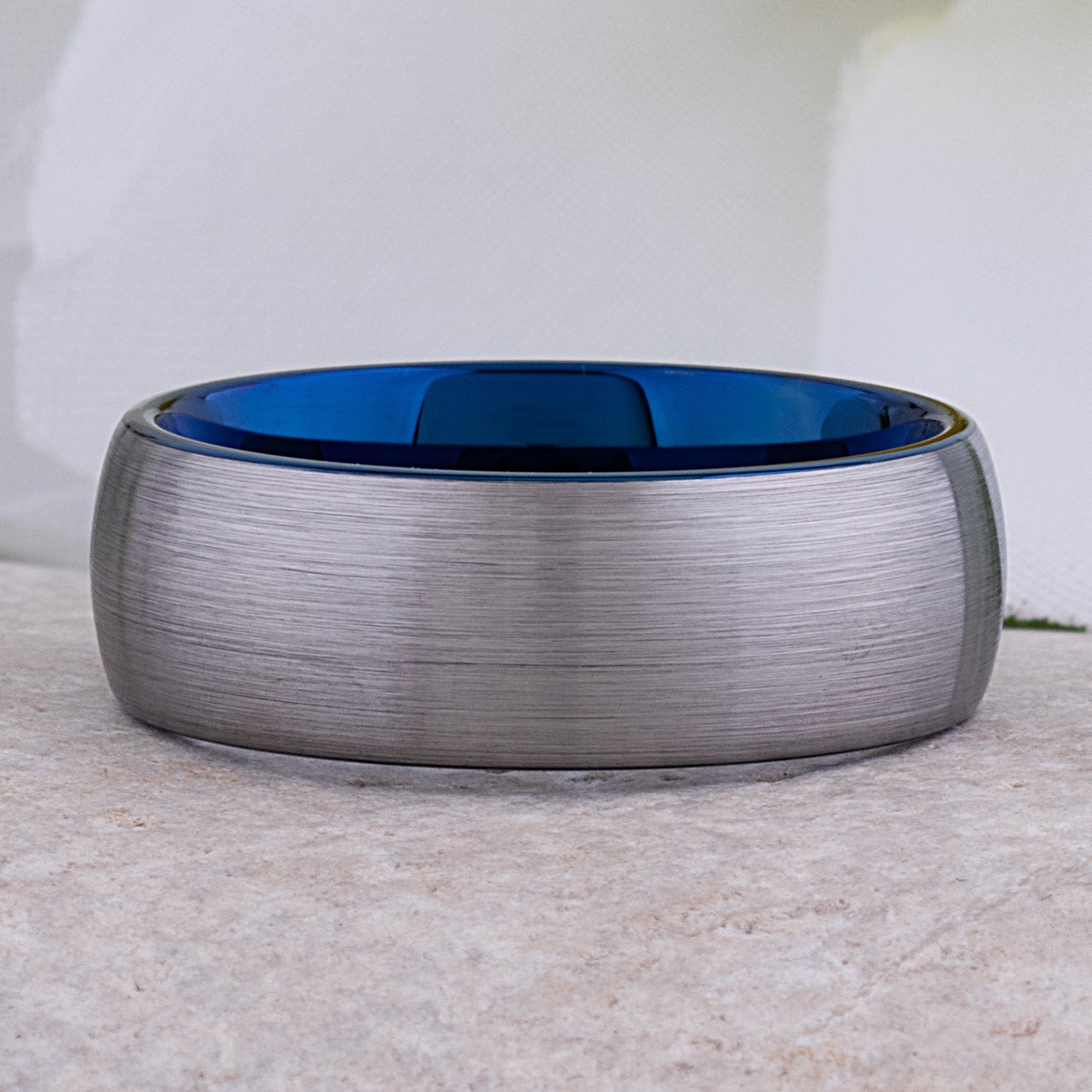  Tungsten Ring with Blue Plating 8mm - unique blue men’s wedding or engagement band or anniversary ring