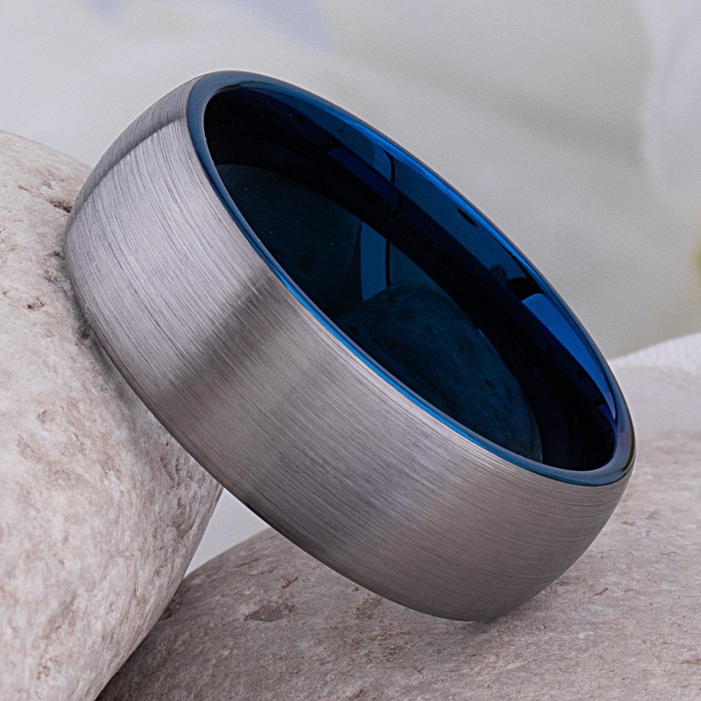  Tungsten Ring with Blue Plating 8mm - unique blue men’s wedding or engagement band or anniversary ring
