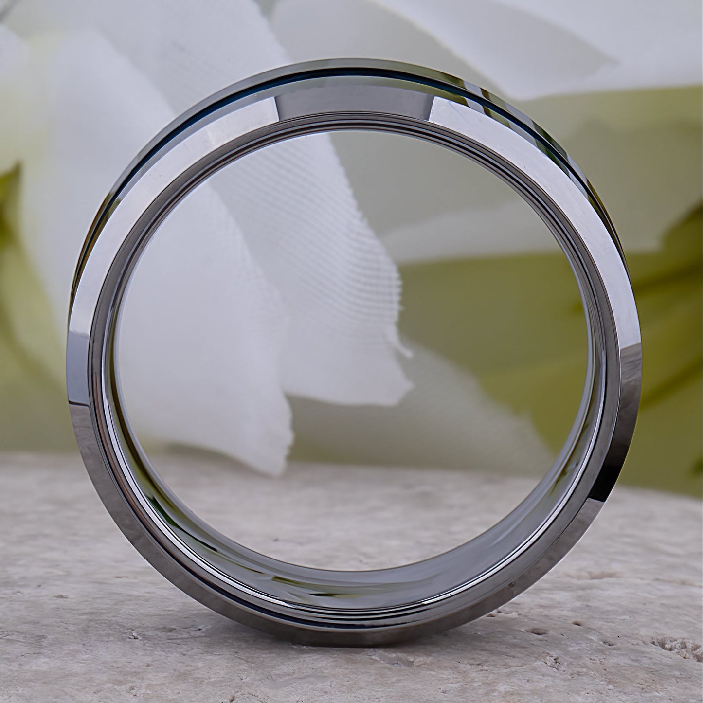  Tungsten Ring with Blue Center Channel - 8mm Width
