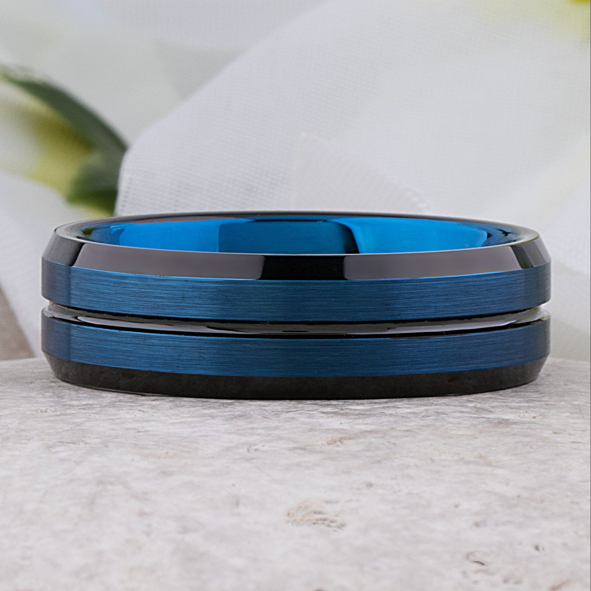 Blue with Black Tungsten Ring - 8mm Width