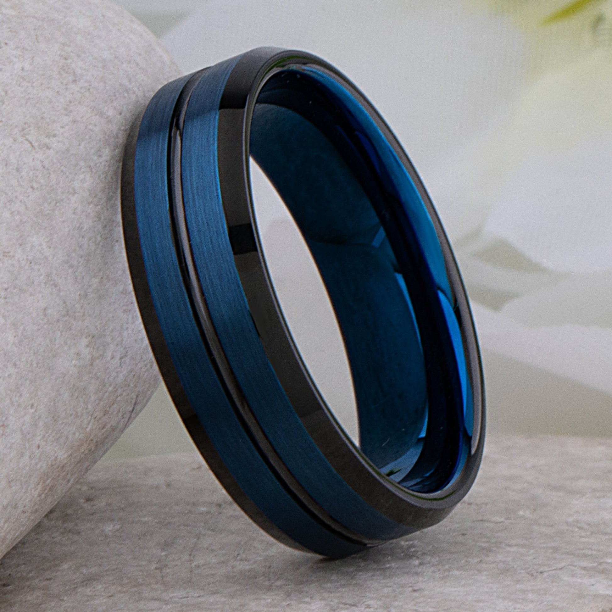 Blue with Black Tungsten Ring - 8mm Width