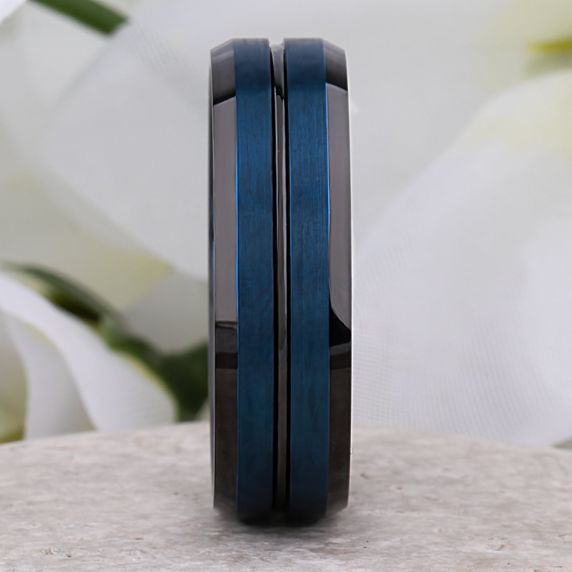 Blue with Black Tungsten Ring - 8mm Width