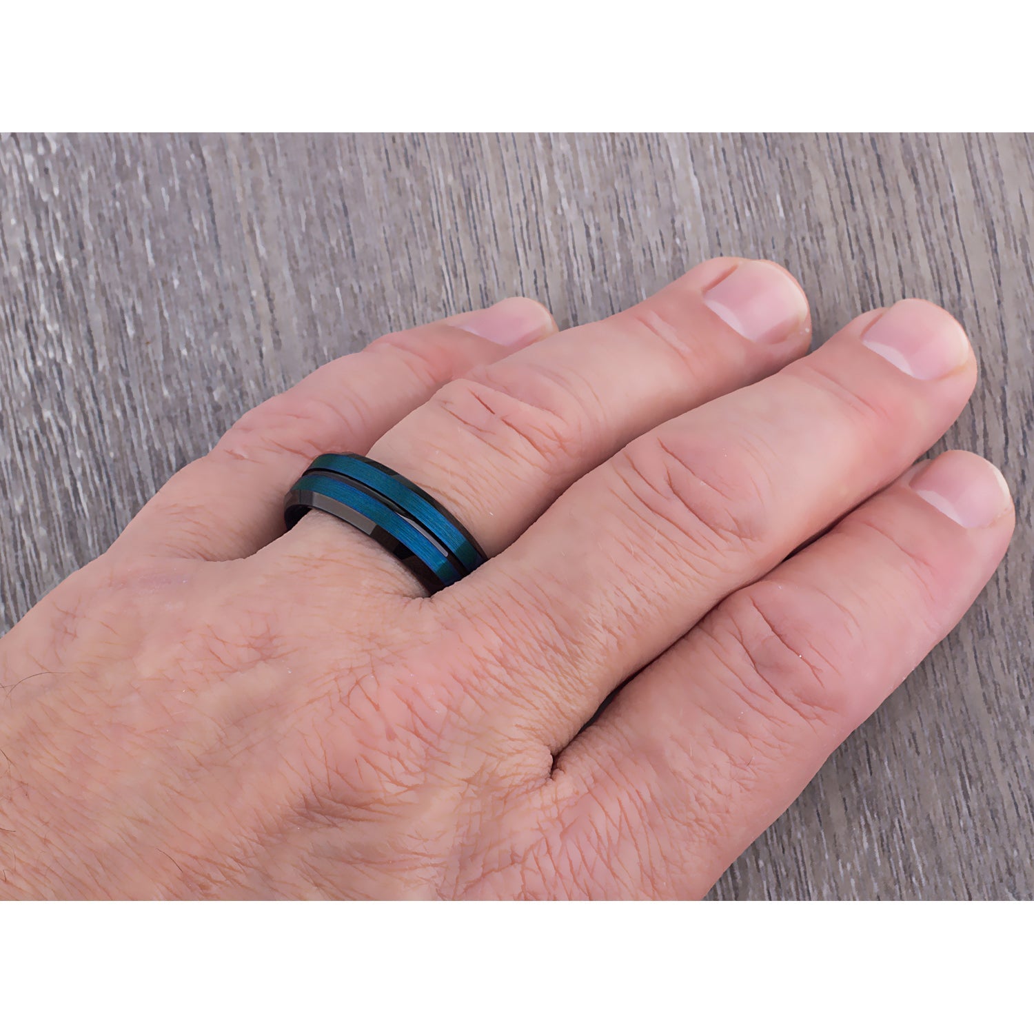 Blue with Black Tungsten Ring - 8mm Width