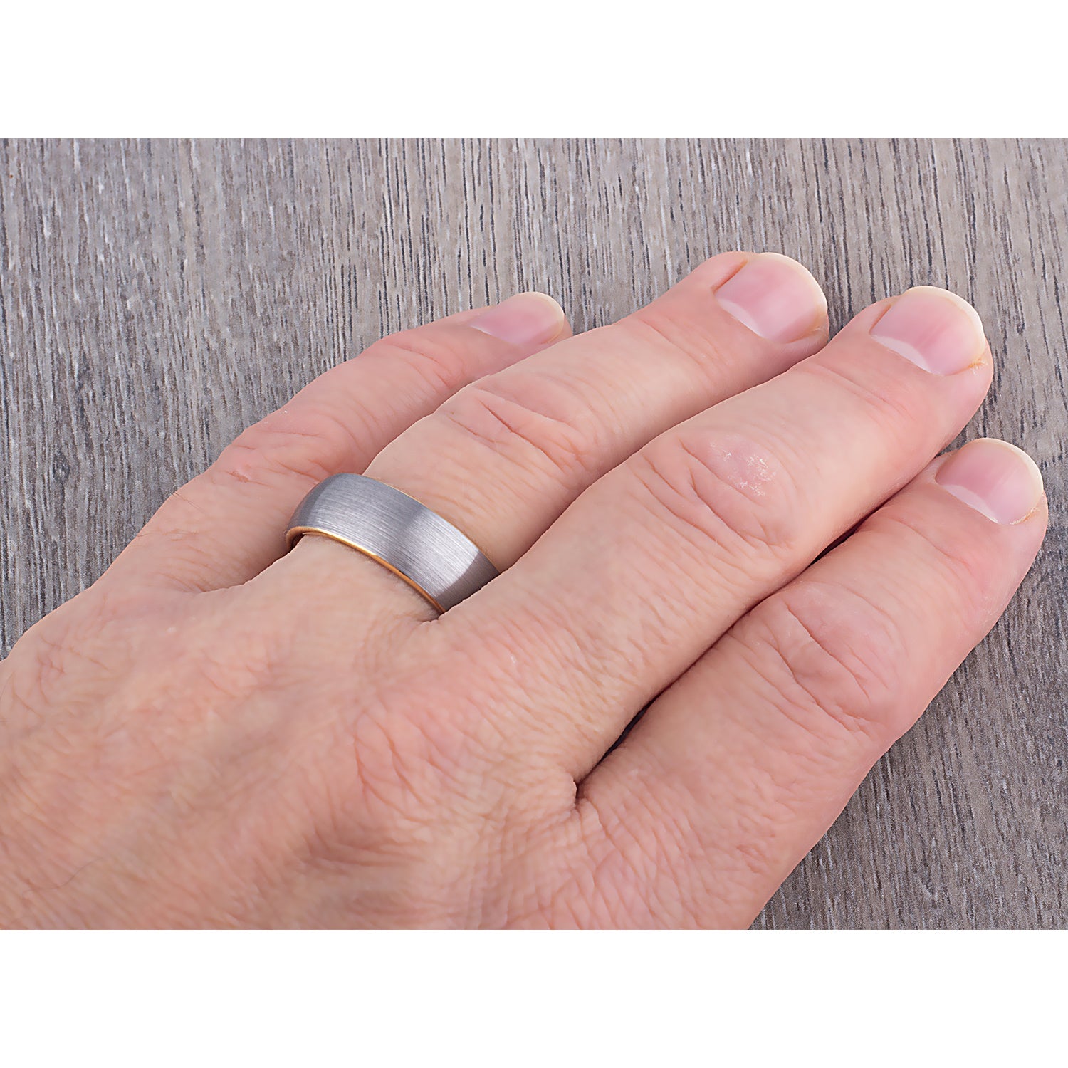 Tungsten Yellow Gold Band 8mm - TCR104 yellow gold men’s wedding or engagement band or promise ring for boyfriend