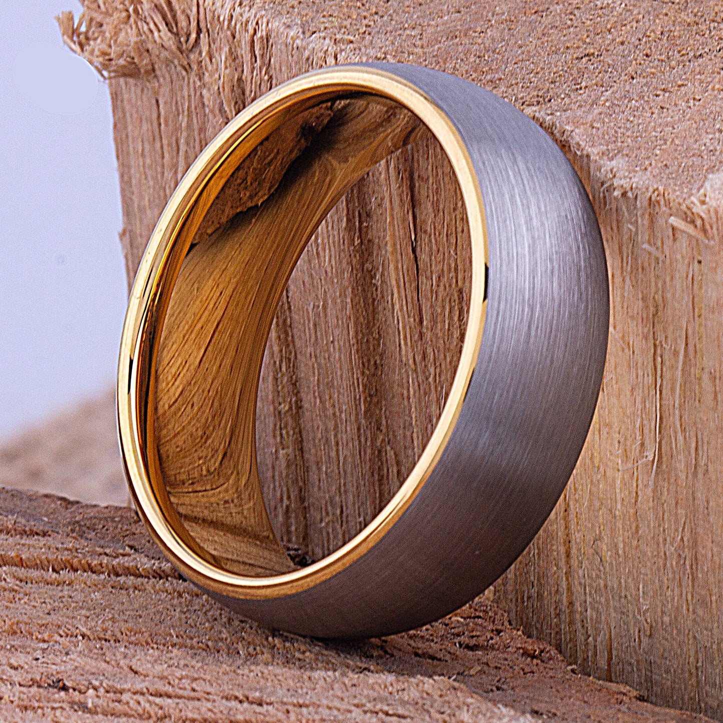 Tungsten Yellow Gold Band 8mm - TCR104 yellow gold men’s wedding or engagement band or promise ring for boyfriend