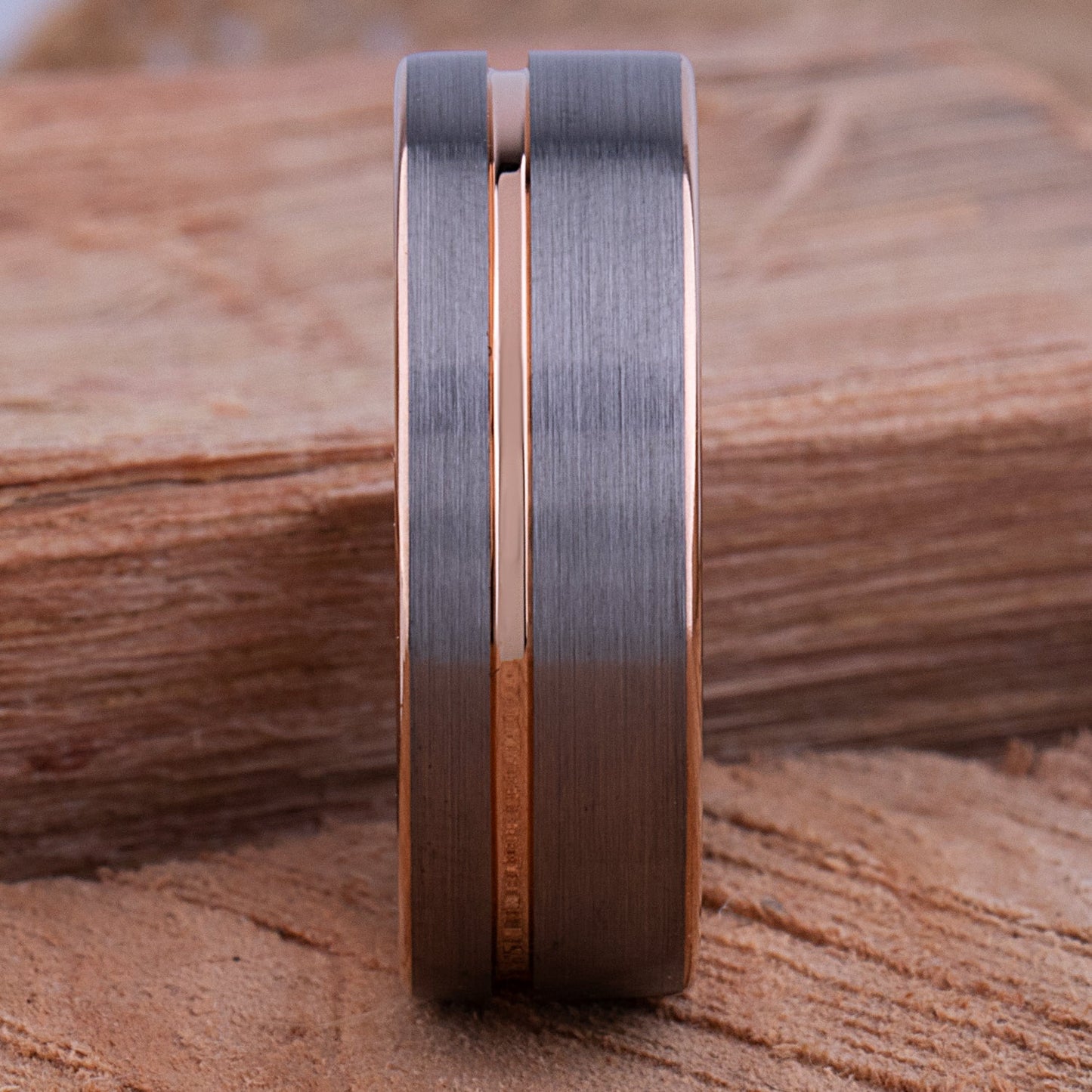 Tungsten Ring with Rose Gold - 8mm Width