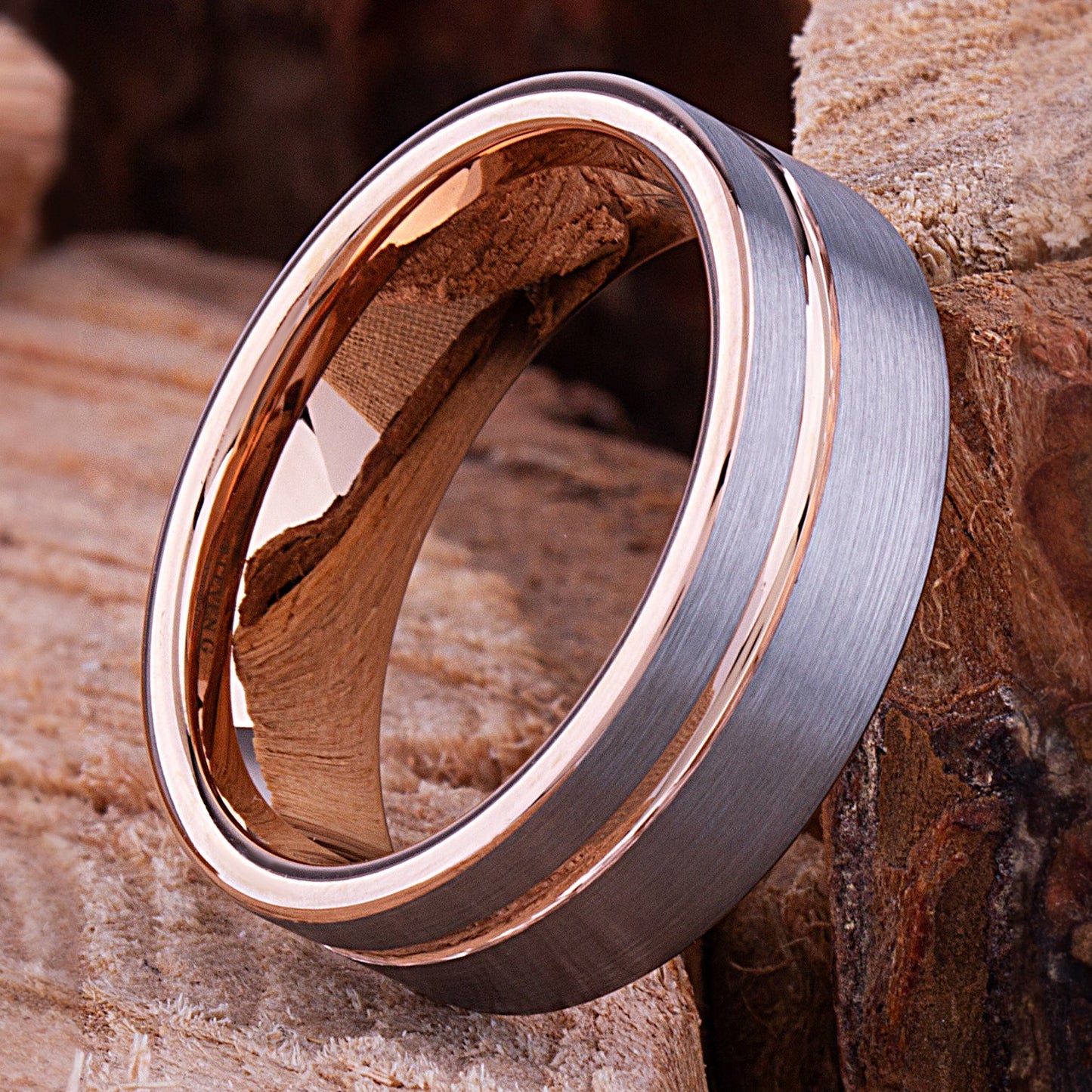 Rose Gold Tungsten Ring  8mm - TCR109 rose gold men’s wedding or engagement band or promise ring for boyfriend