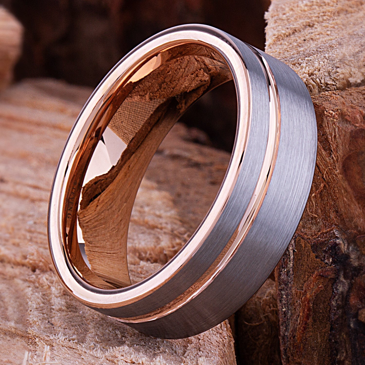 Rose Gold Tungsten Ring  8mm - TCR109 rose gold men’s wedding or engagement band or promise ring for boyfriend