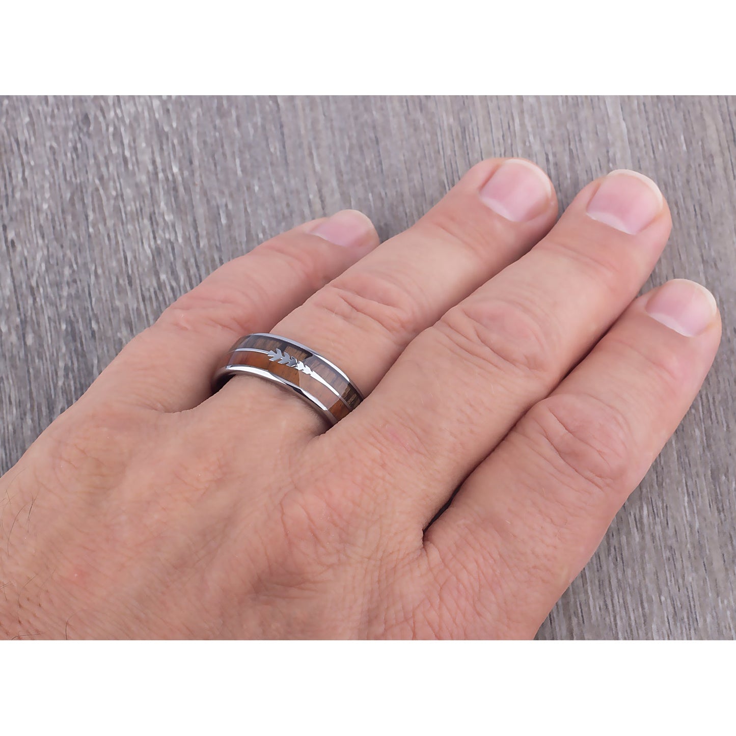 Tungsten Ring with Koa and Black Zebra Wood 8mm - TCR117 wood engagement band or wedding ring or promise band for boyfriend