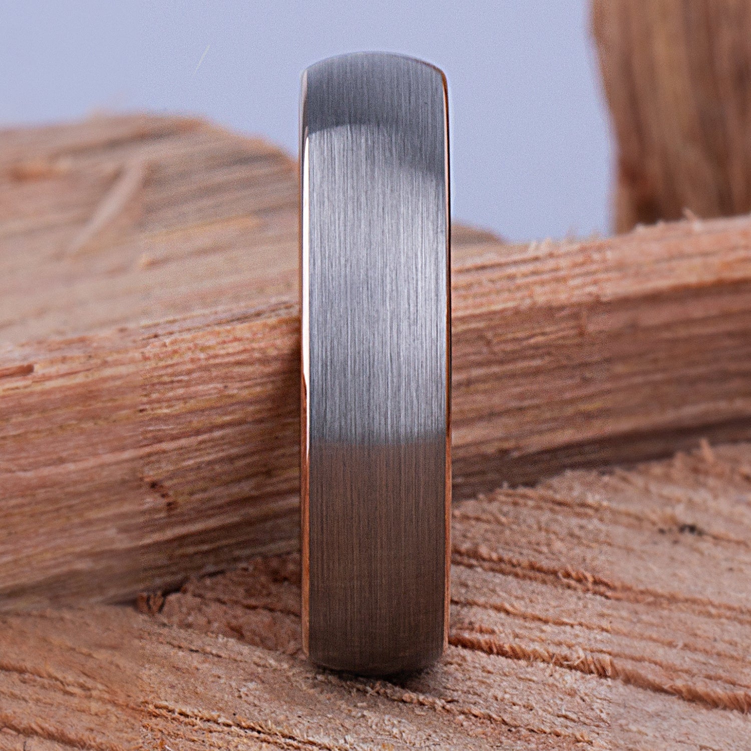 Tungsten Ring with Rose Gold 6mm - TCR124 rose gold engagement band or wedding ring or promise band for boyfriend