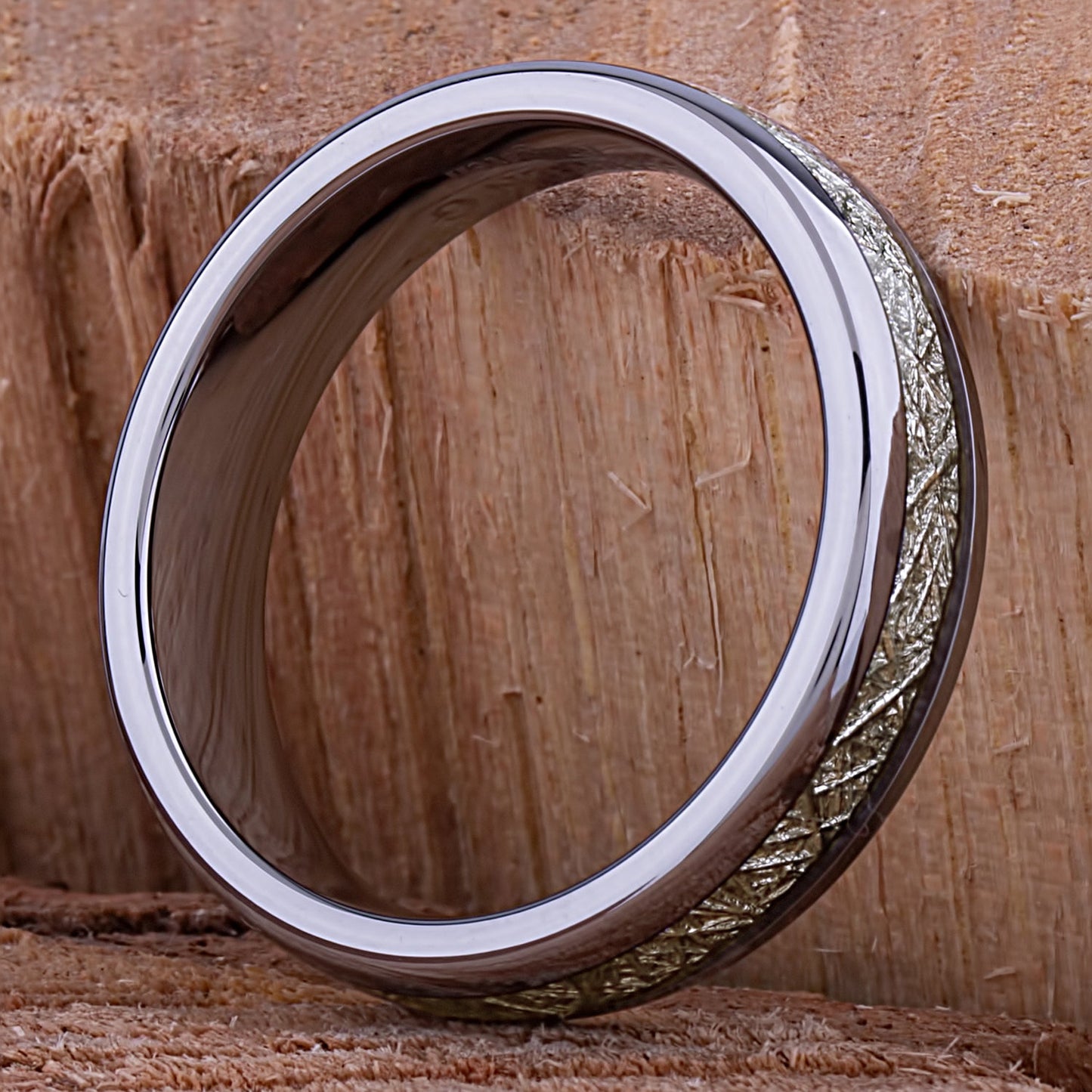  Tungsten Ring with Man-Made Meteorite - 6mm Width