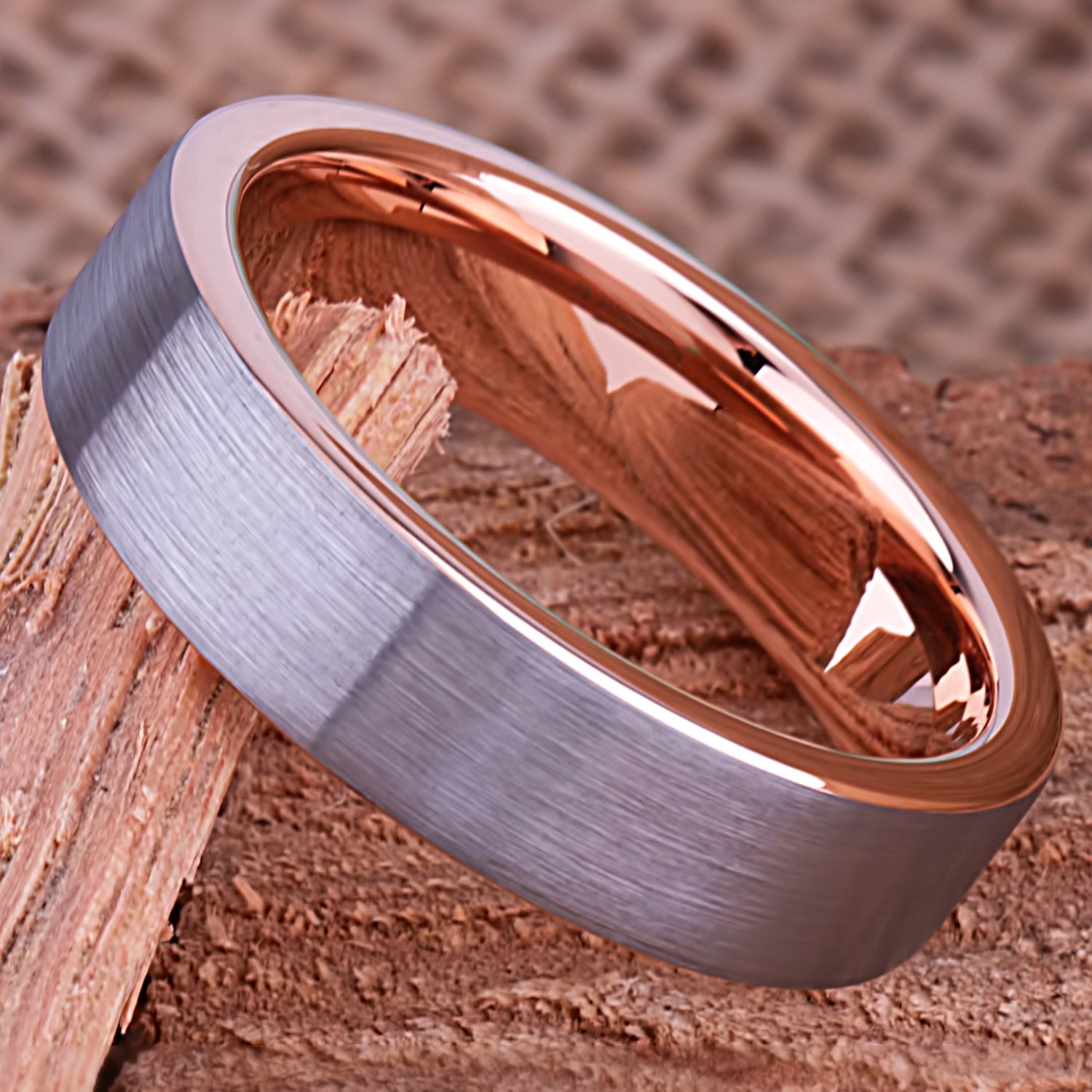 Rose Gold Tungsten Ring 6mm - TCR136 rose gold engagement band or wedding ring or promise band for boyfriend